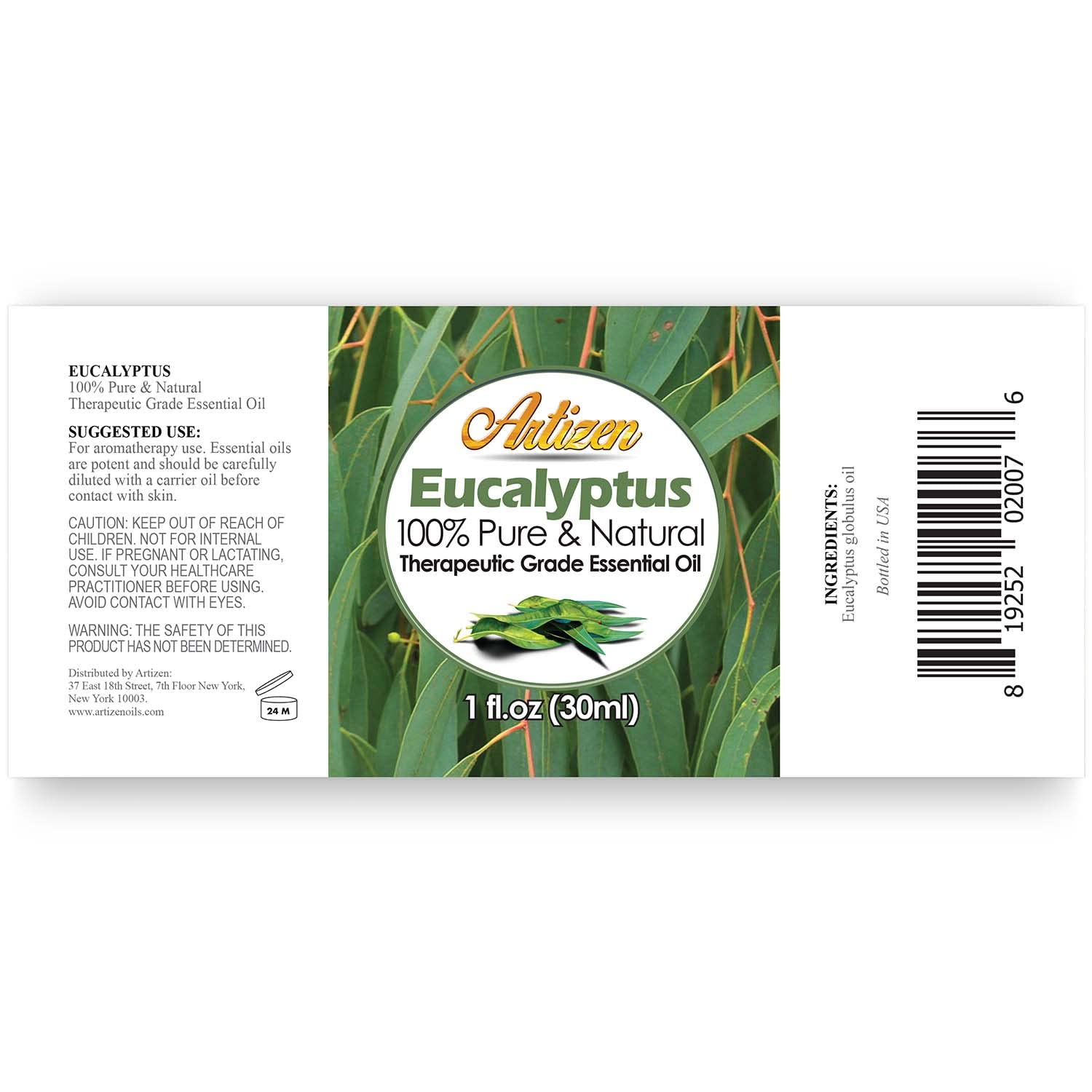 Artizen eucalyptus oil UV glass bottle protects potency during storage