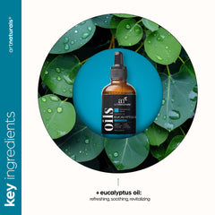 ArtNaturals Eucalyptus Essential Oil close-up highlighting clear, undiluted formula before blending