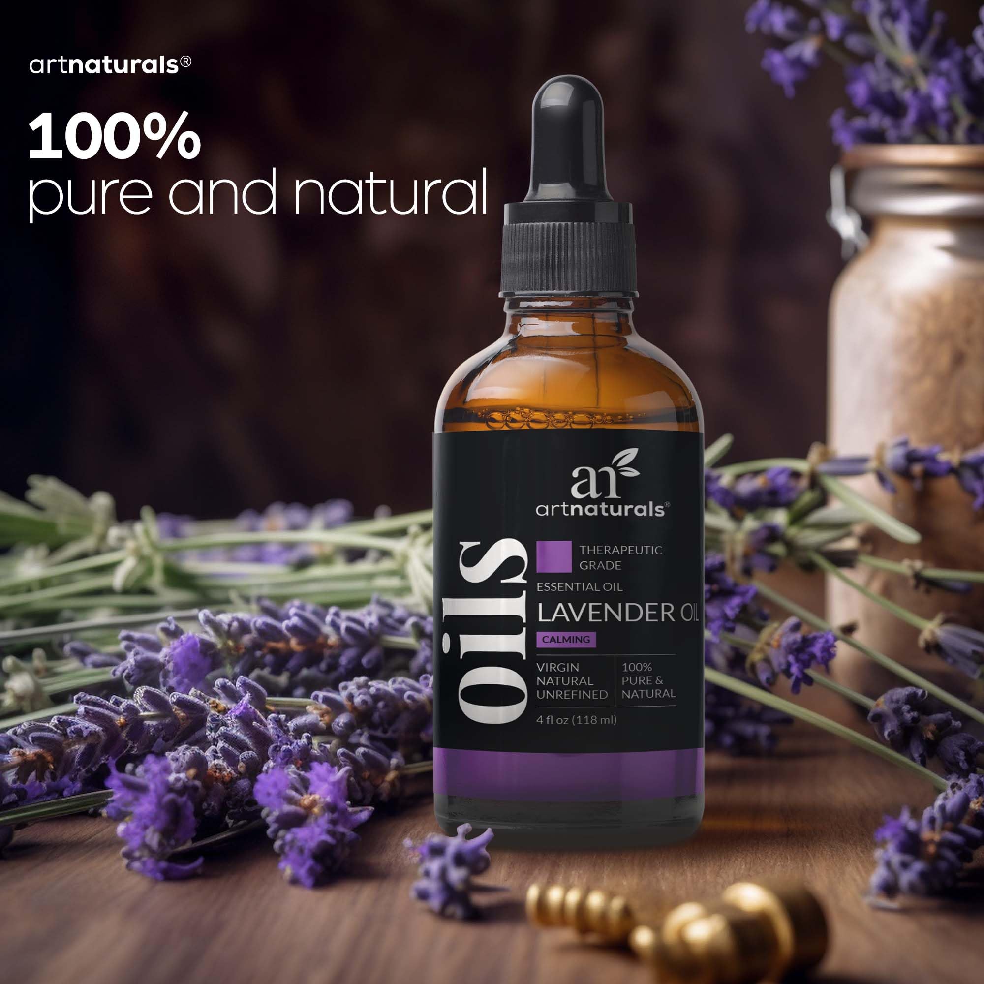 artnaturals lavender oil steam-distilled from Bulgarian flowers with rich aroma.