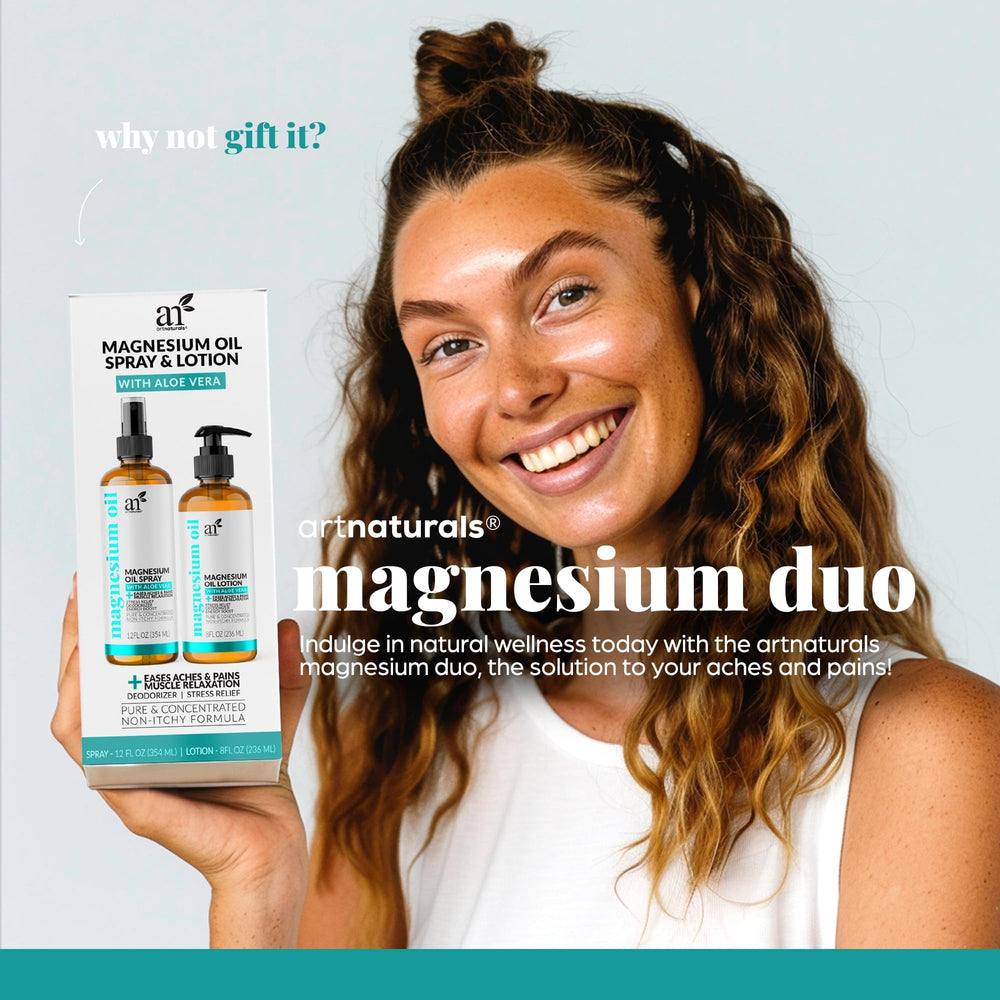ArtNaturals magnesium lotion 8oz bottle for long-lasting foot and muscle comfort.