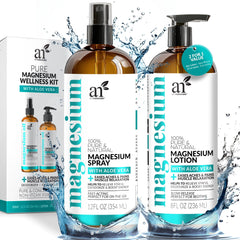 ArtNaturals magnesium oil spray bottle for quick relief and relaxation.