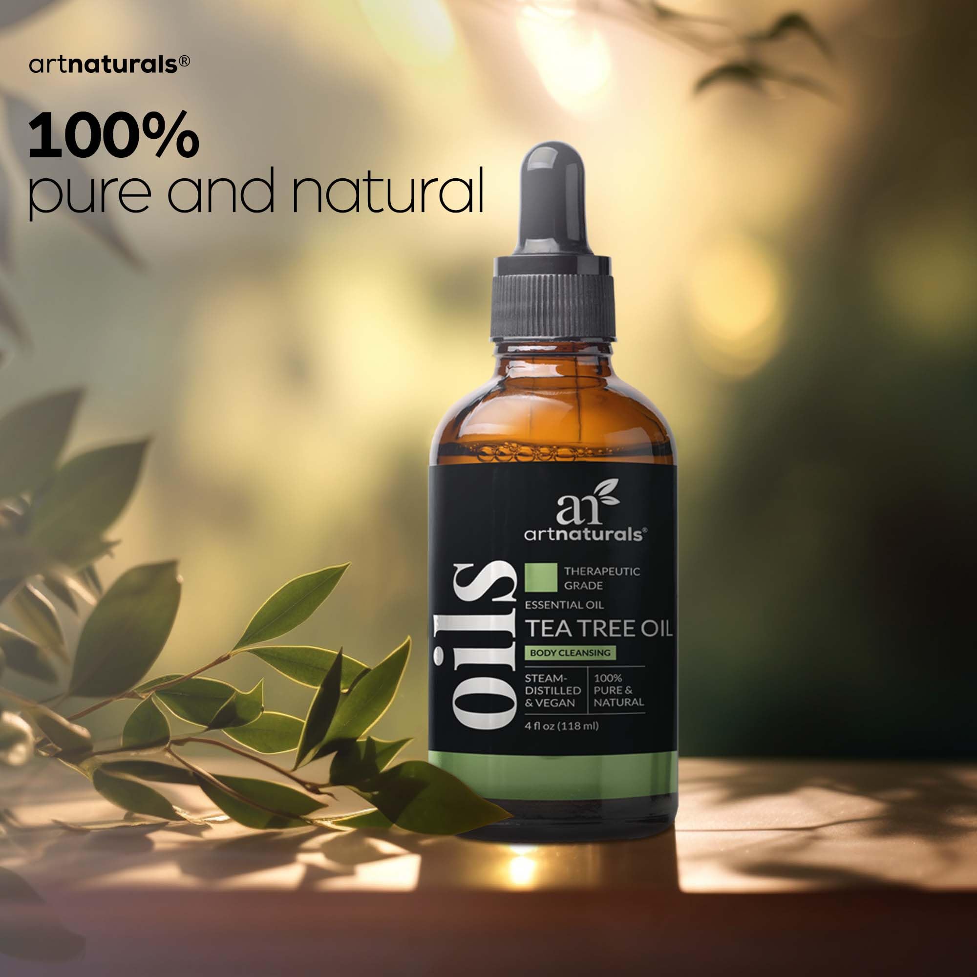 Artnaturals Tea Tree Oil dropper cap enables precise dosing.