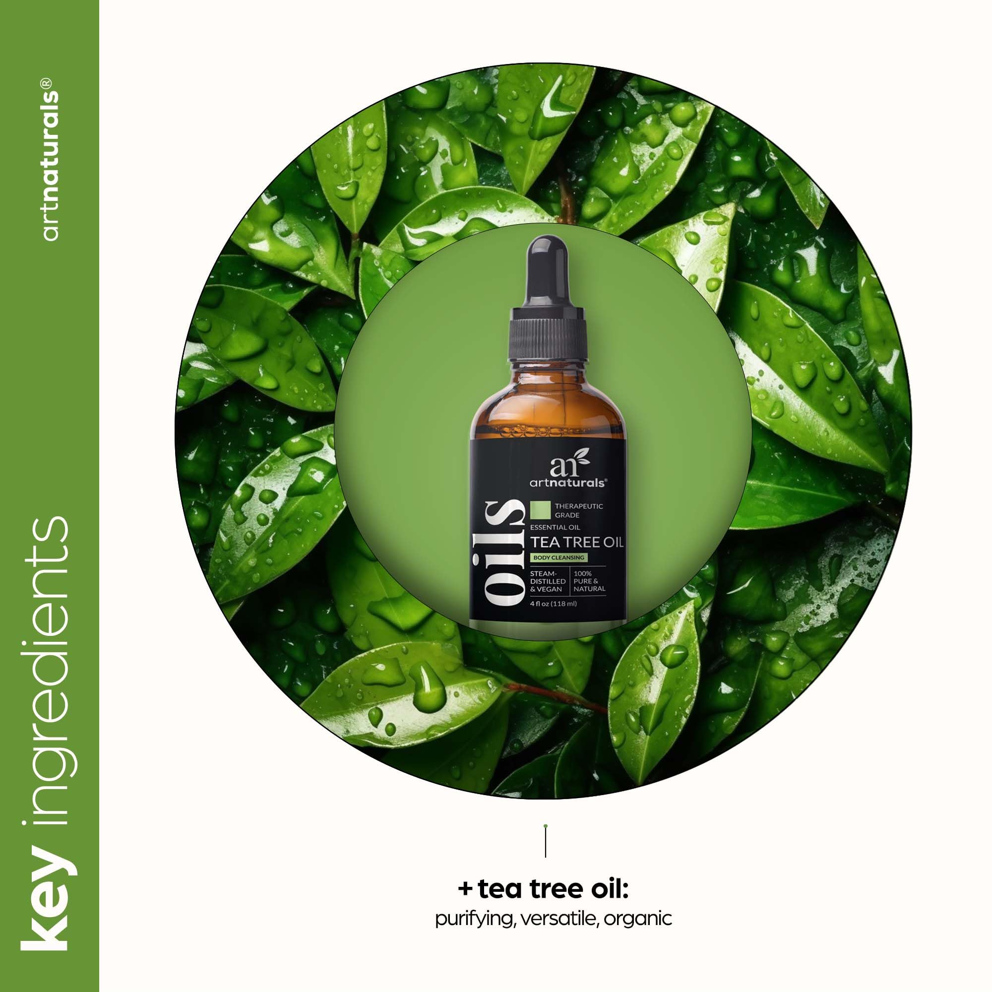 Artnaturals Tea Tree Oil packaging shows easy storage and access.