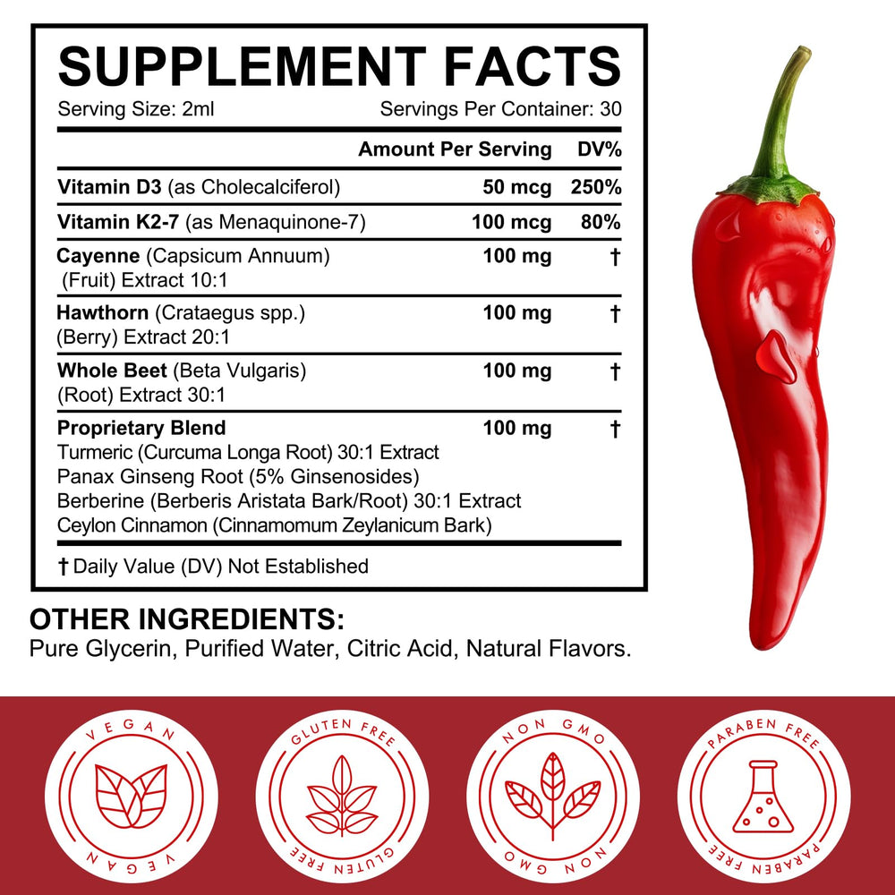 artoalabs Cayenne Pepper Drops dropper shown for precise, quick dosing