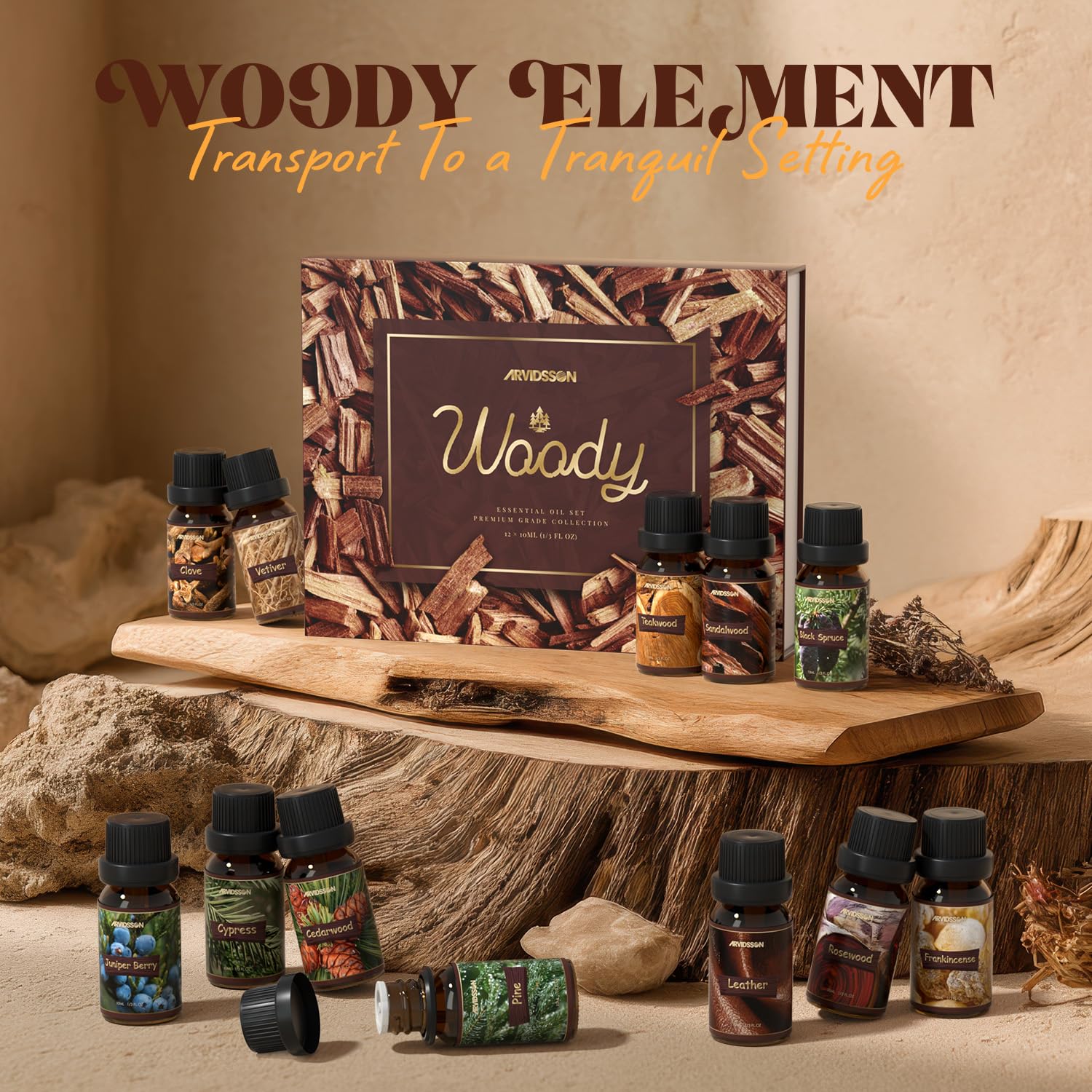 ARVIDSSON aromatherapy setup showing calm, earthy vibes.