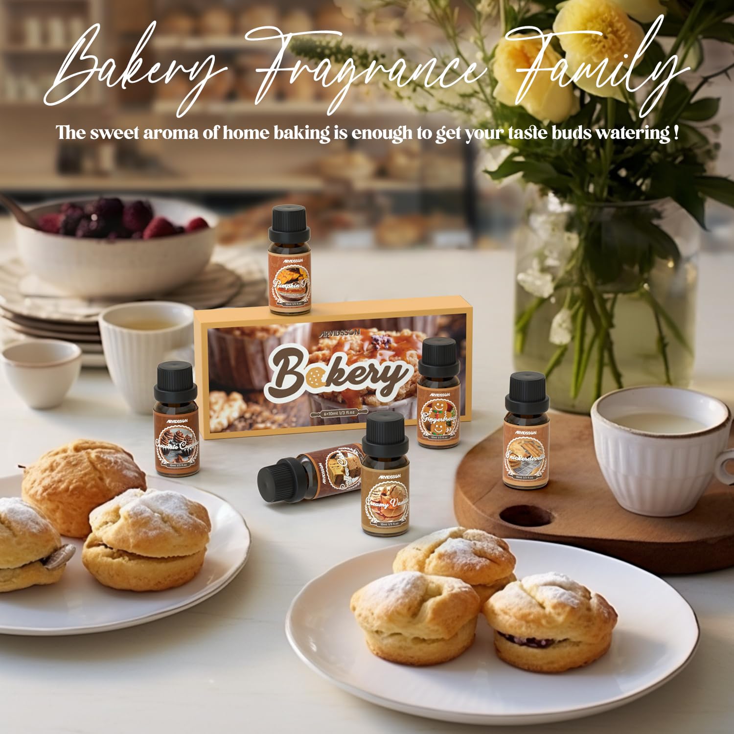 ARVIDSSON Bakery Oils Pack packaging image showcasing premium fragrance oil set for DIY projects.