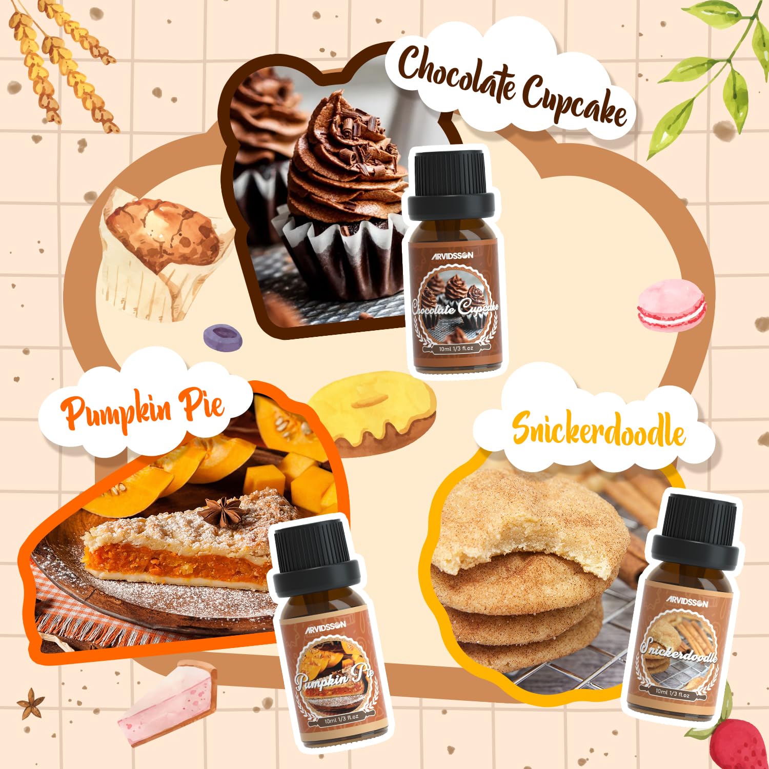 ARVIDSSON Snickerdoodle fragrance oil adding warm spice to diffusers or potpourri.