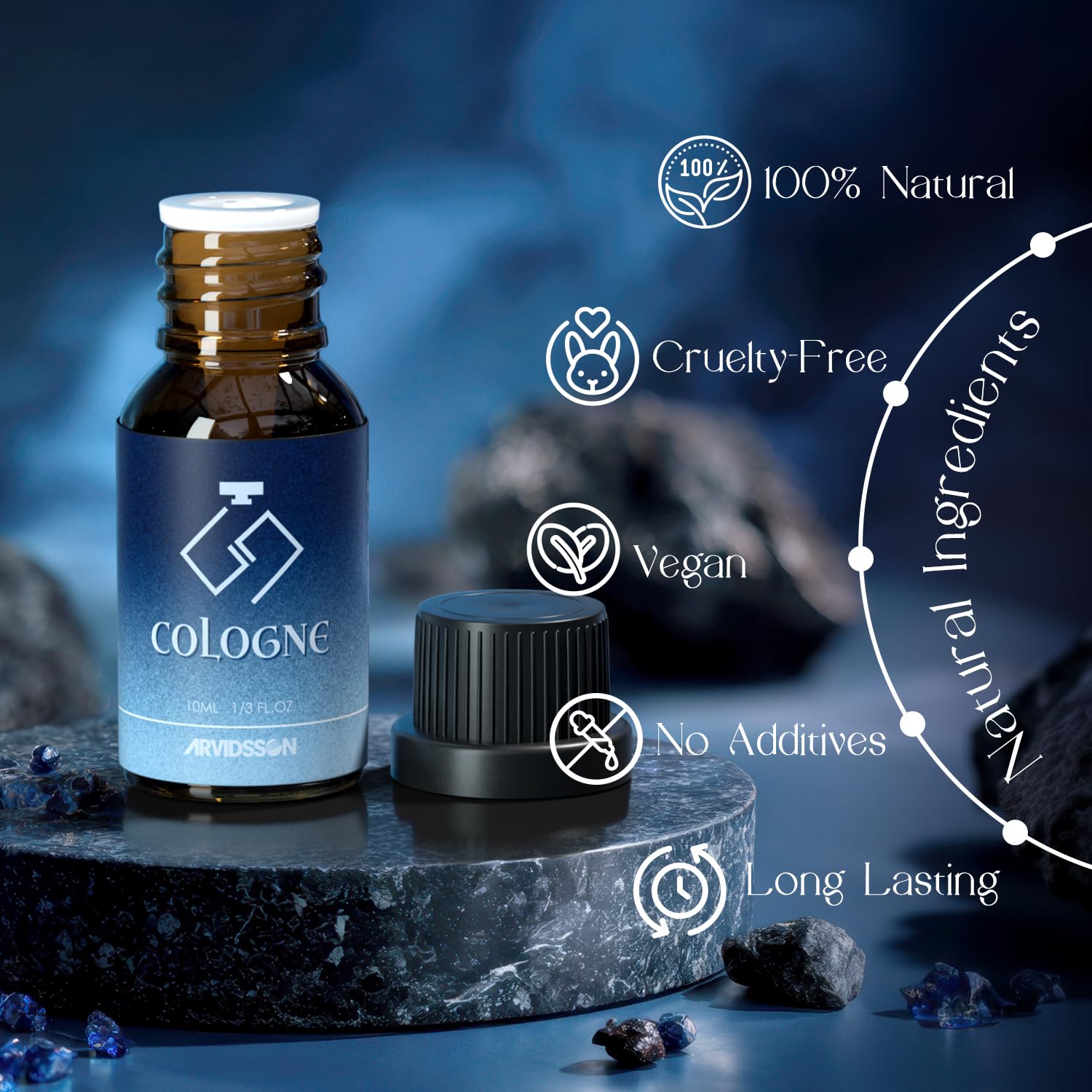 ARVIDSSON Cologne Fragrance Oils Man Cave bottle delivering rugged, masculine aroma for spaces.