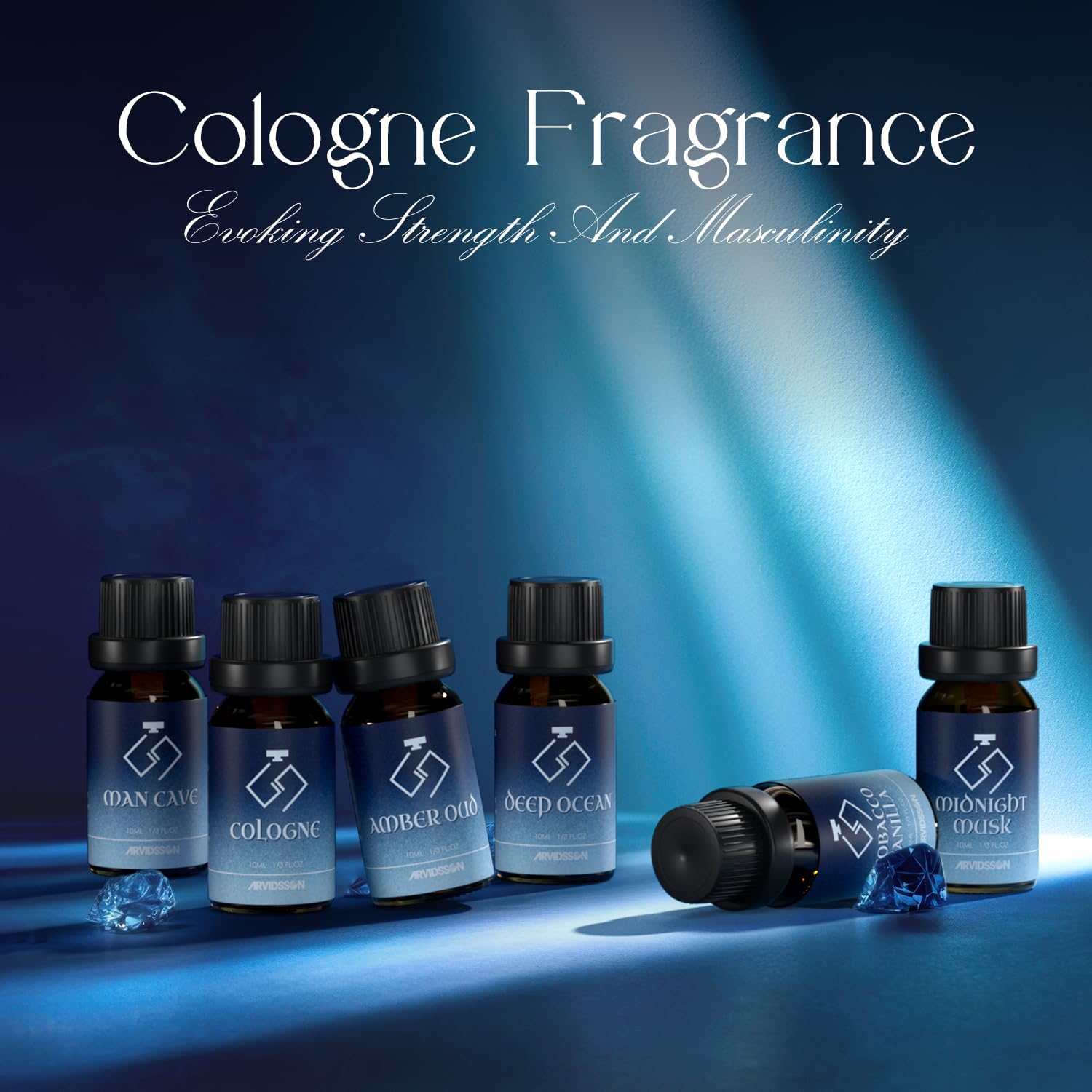 ARVIDSSON Cologne Fragrance Oils Midnight Musk bottle evoking evening allure for candles.