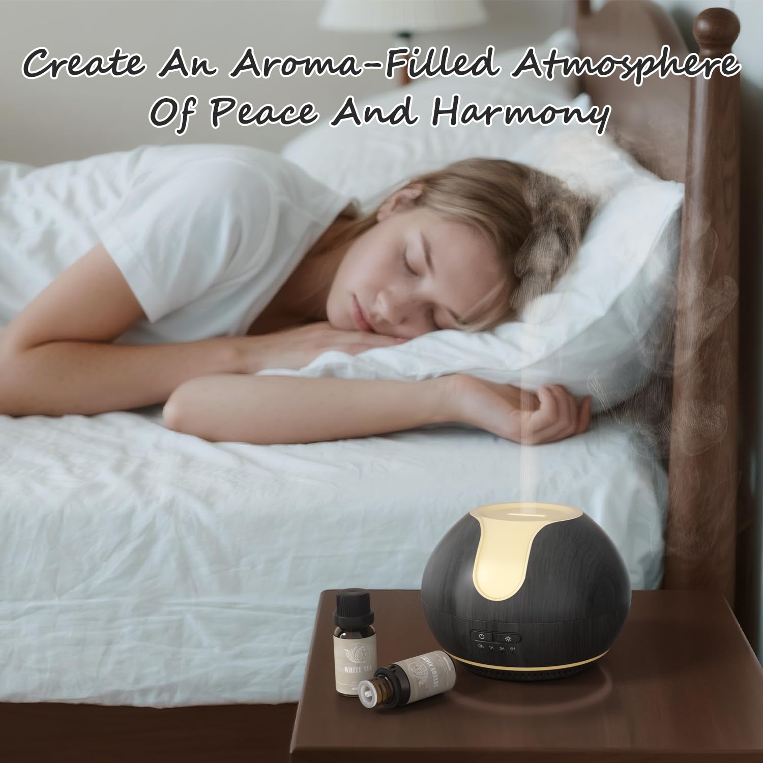 ARVIDSSON diffuser dark wood finish complements home decor while filling space with aroma.