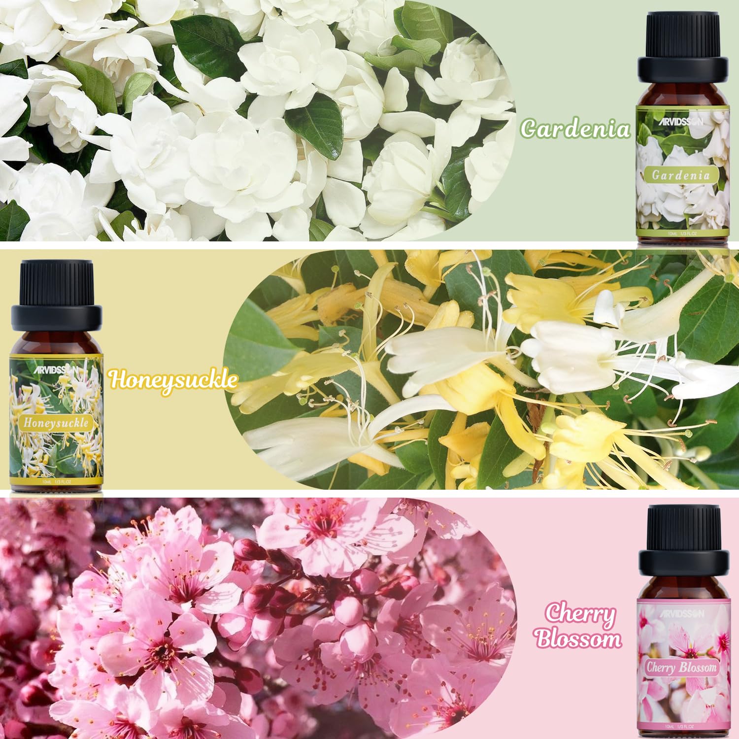 ARVIDSSON cherry blossom floral oil bottle for perfumes and soaps
