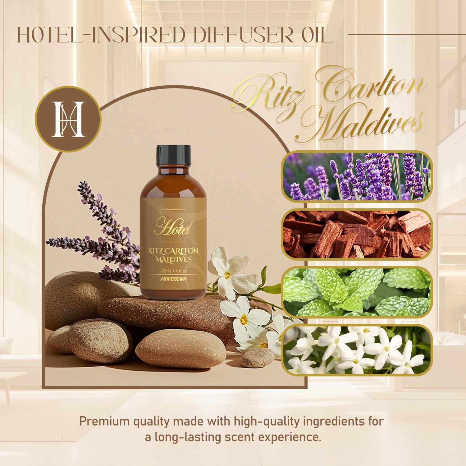 ARVIDSSON Hotel Diffuser Oil dropper cap enables precise application.