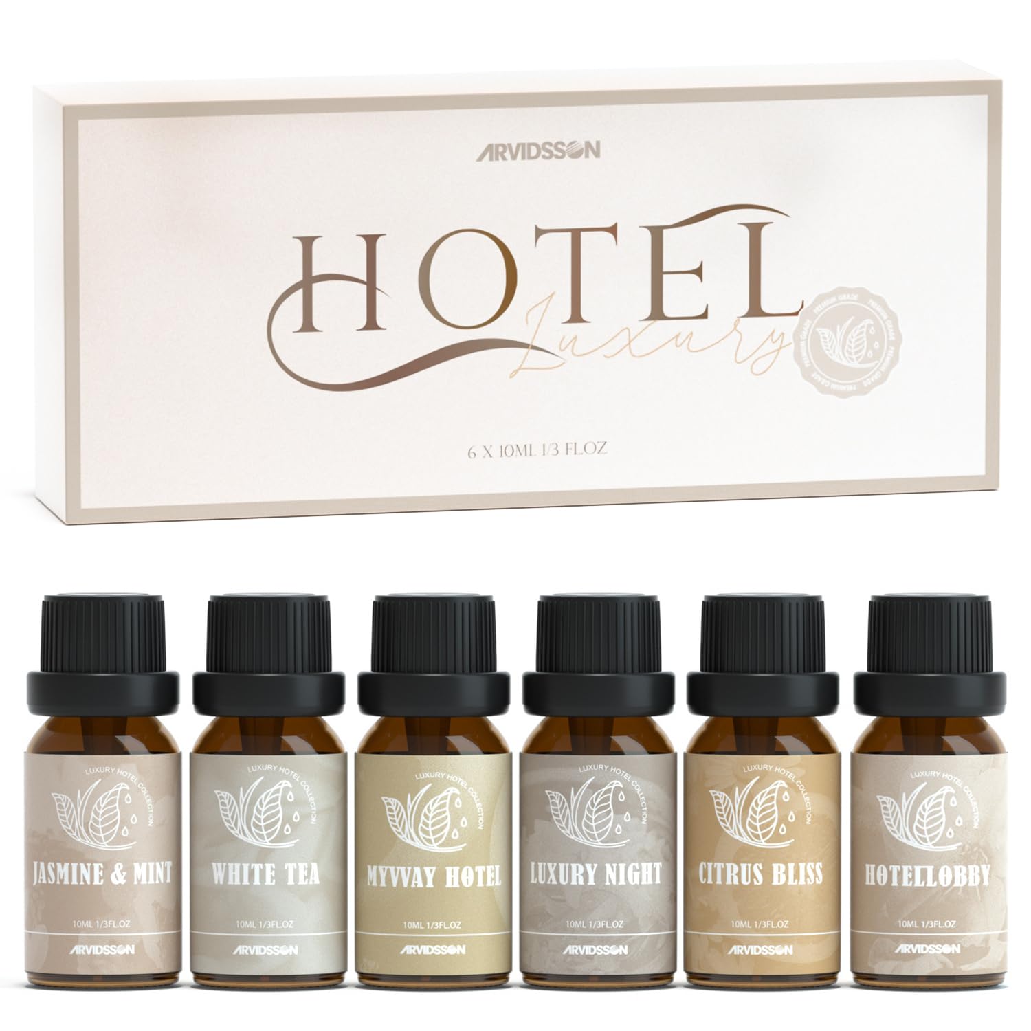 ARVIDSSON Jasmine & Mint diffuser oil bottle for hotel-inspired ambience.