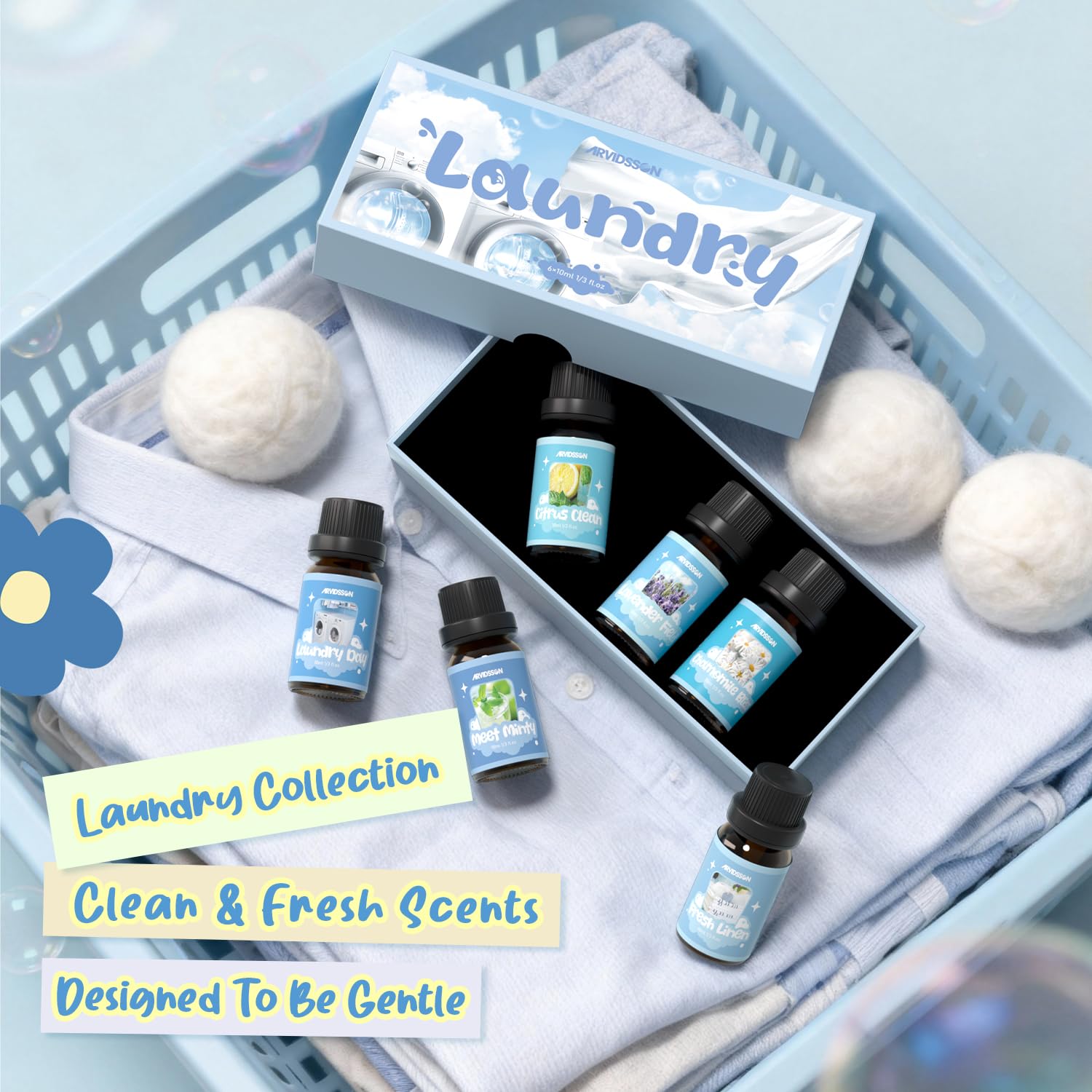 ARVIDSSON Chamomile Bliss scent bottle promotes calm laundry moments