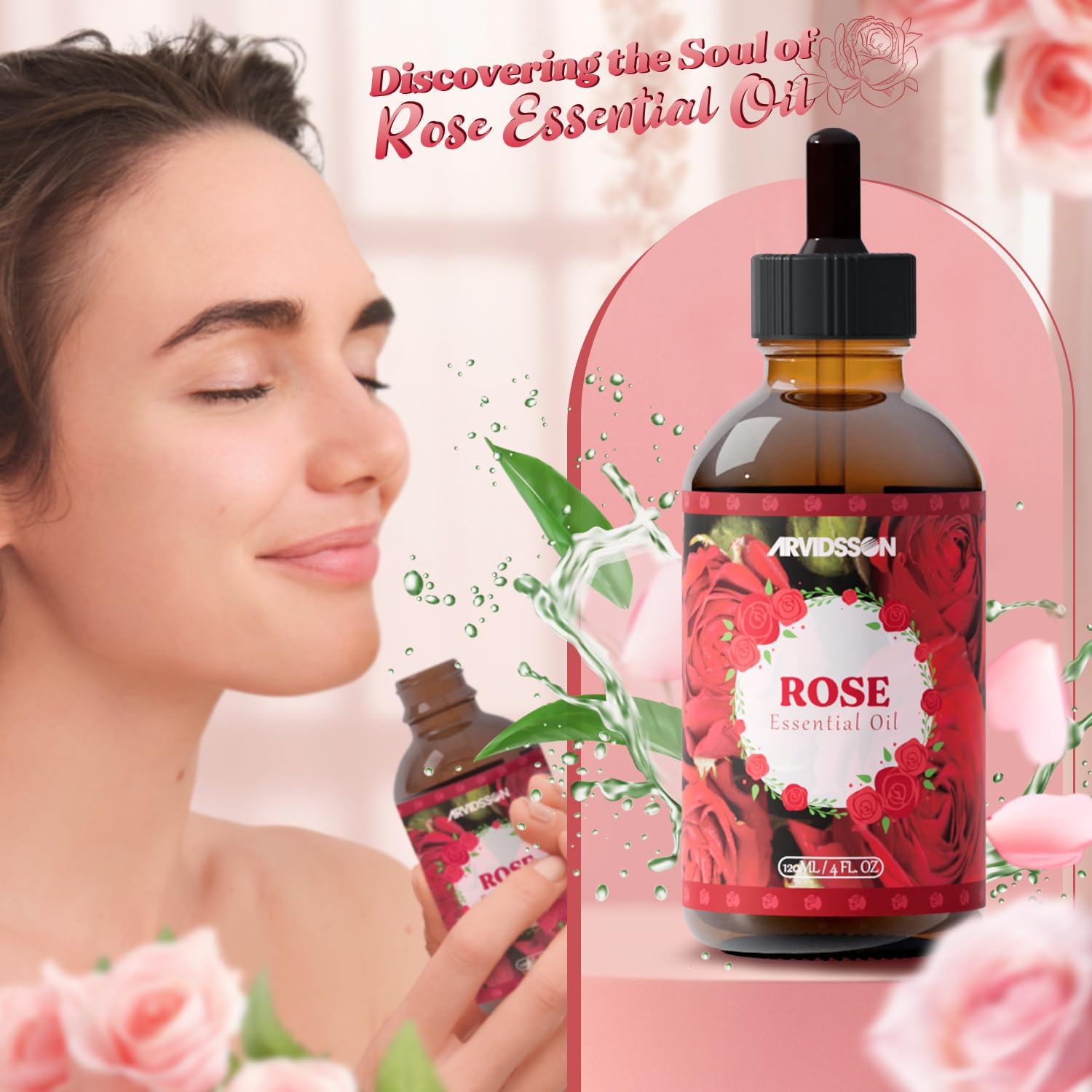 ARVIDSSON Rose Essential Oil 120ml bottle in packaging