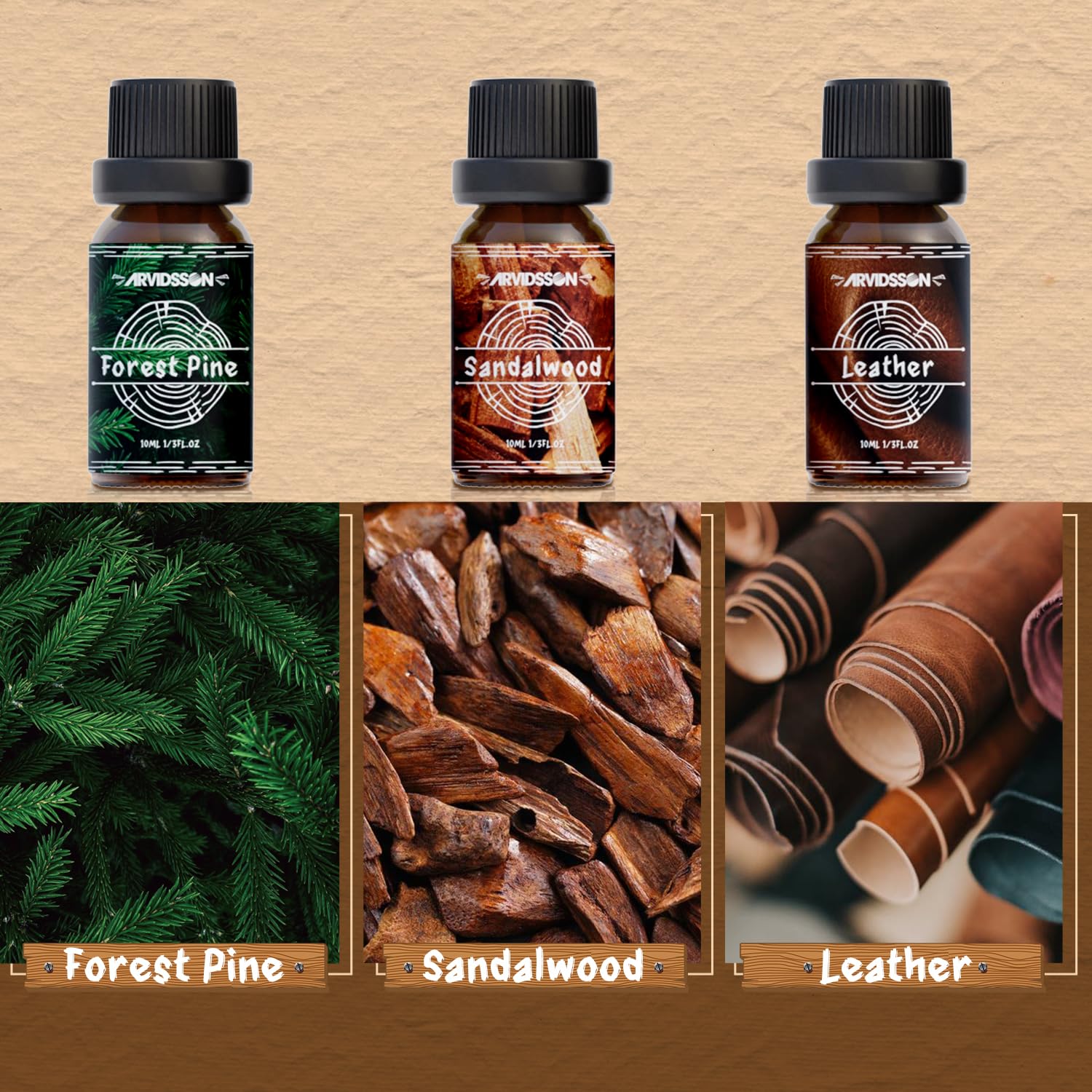 ARVIDSSON Woody Oils teakwood bottle enhances diffuser blends and home fragrance.