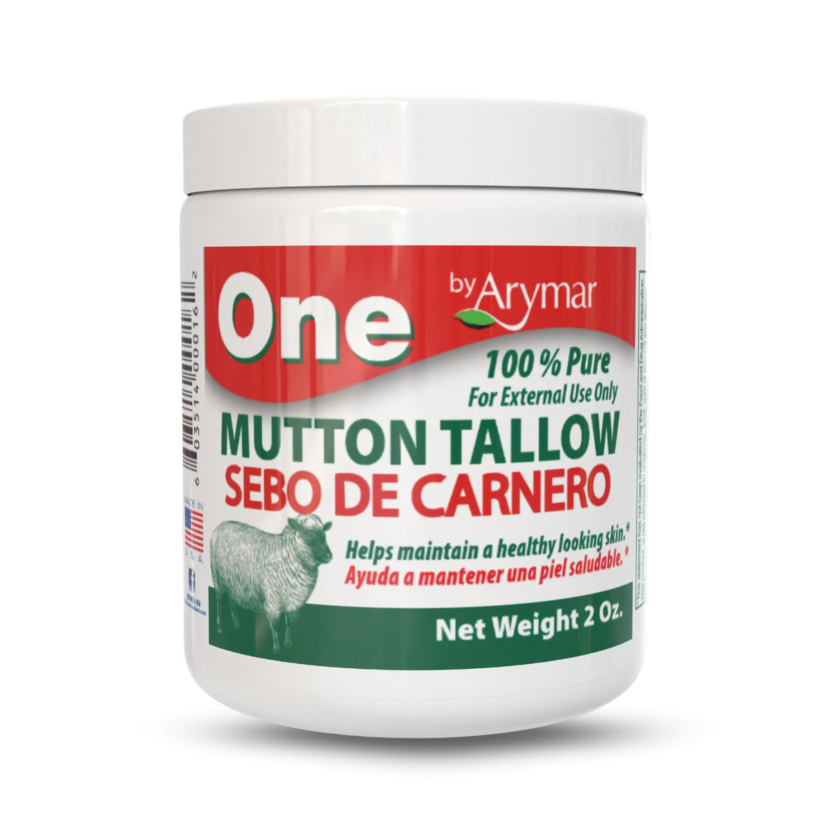 Arymar Mutton Tallow Balm jar close-up showing rich texture for soothing skin.