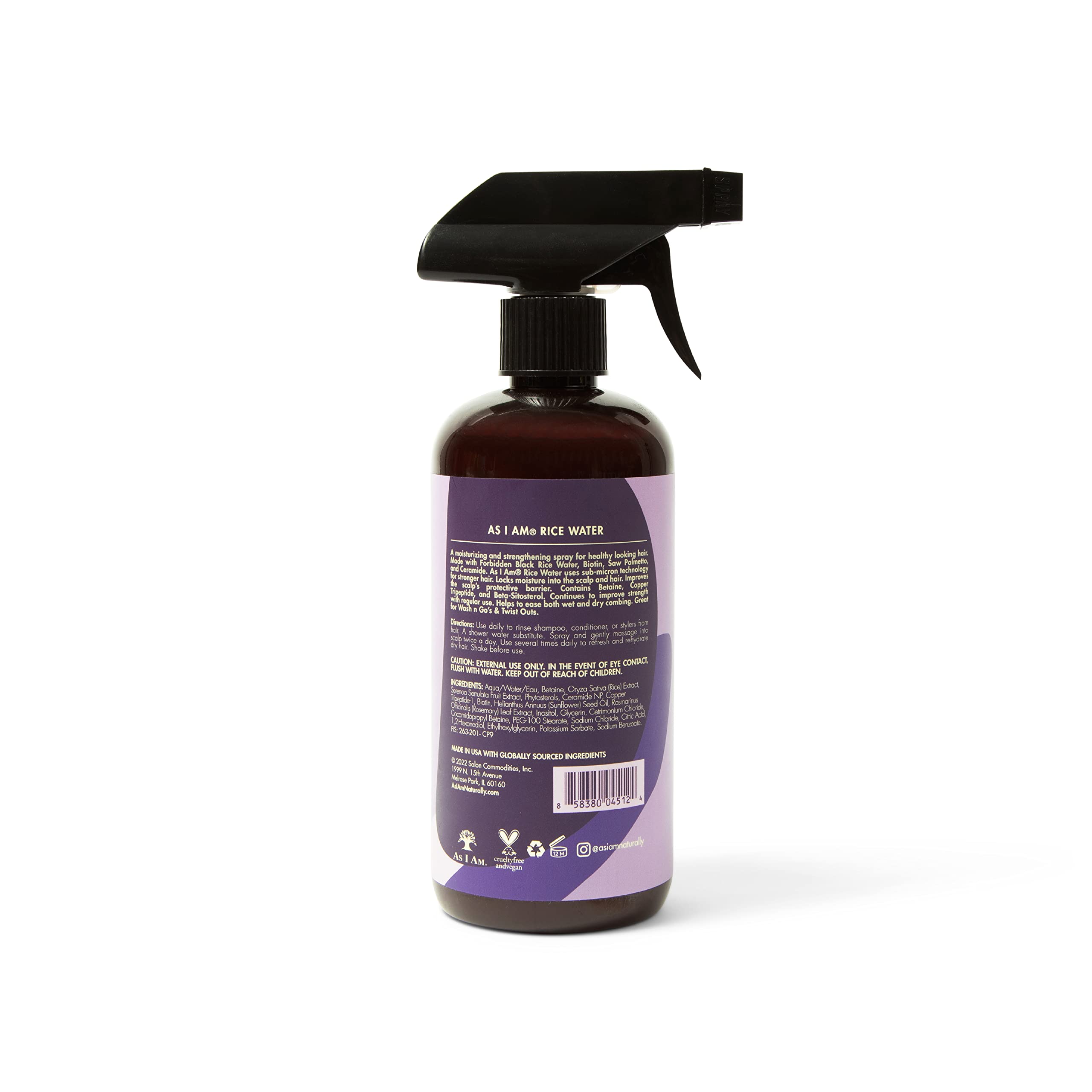 As I Am Rice Water Hair Spray cap close-up for quick touch-ups