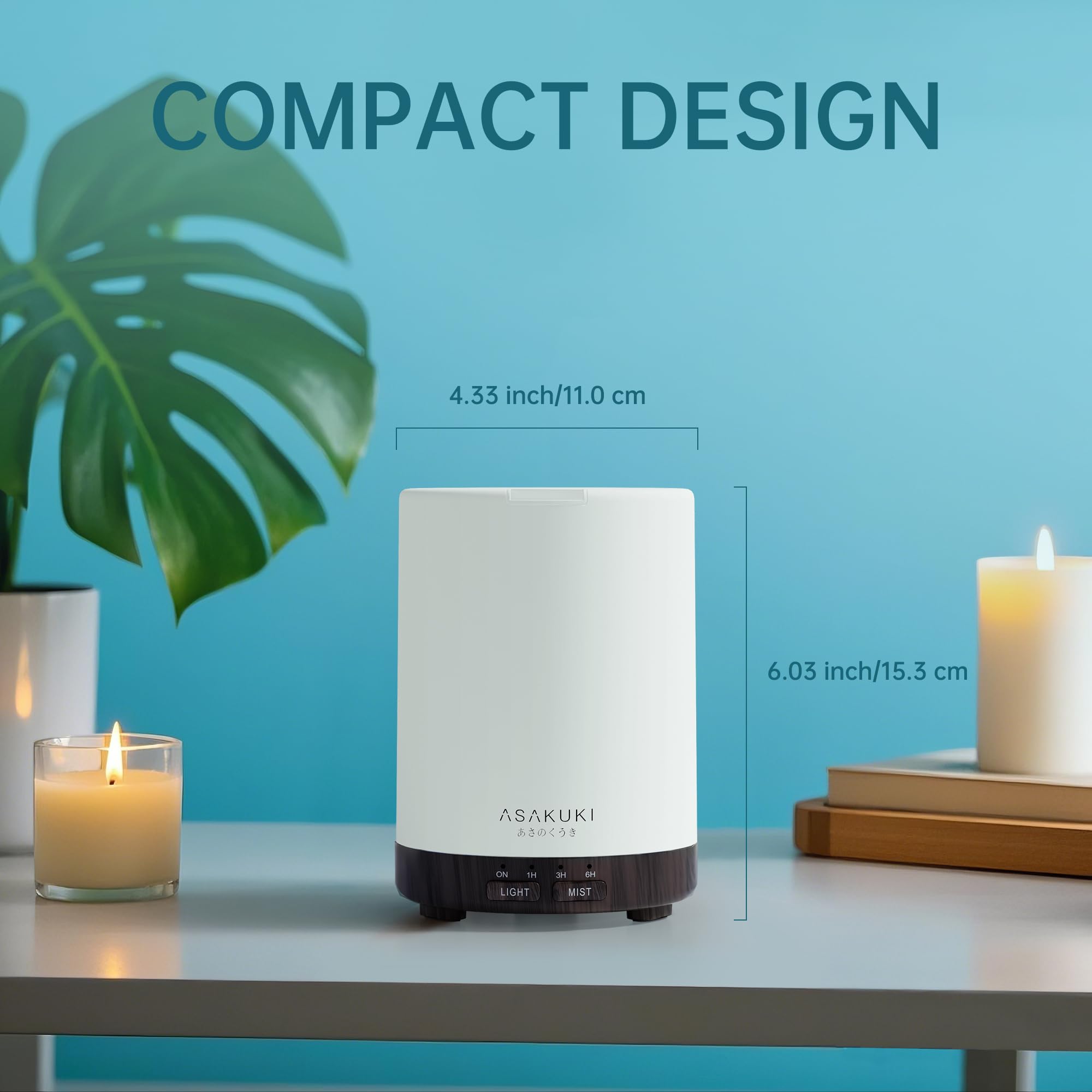 ASAKUKI 300ml diffuser bedroom setup adds calming fragrance.