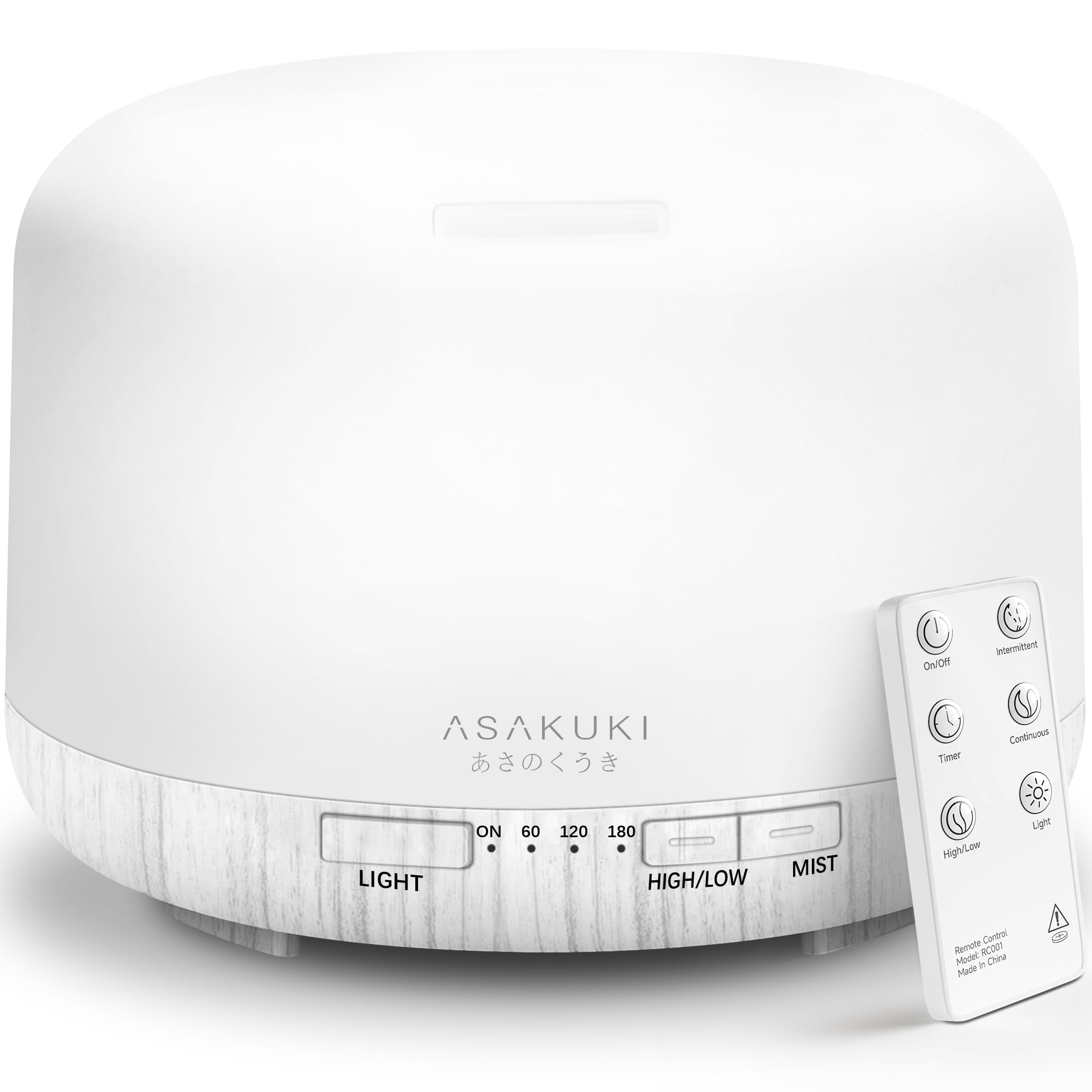 ASAKUKI 500ml diffuser in full view with calming white finish.