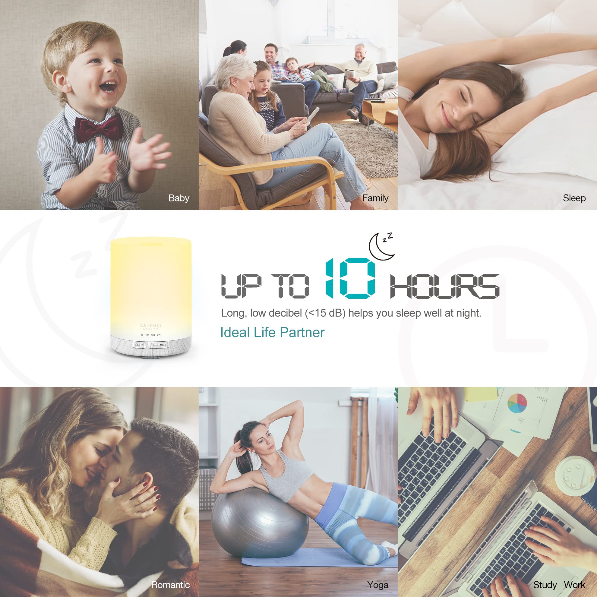 ASAKUKI diffuser auto-off feature ensures safe use when water runs low