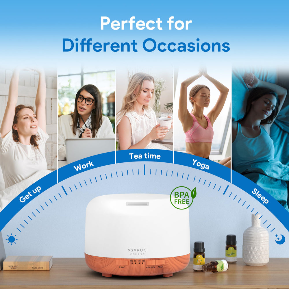 ASAKUKI BPA-free diffuser made from safe PP material for families.