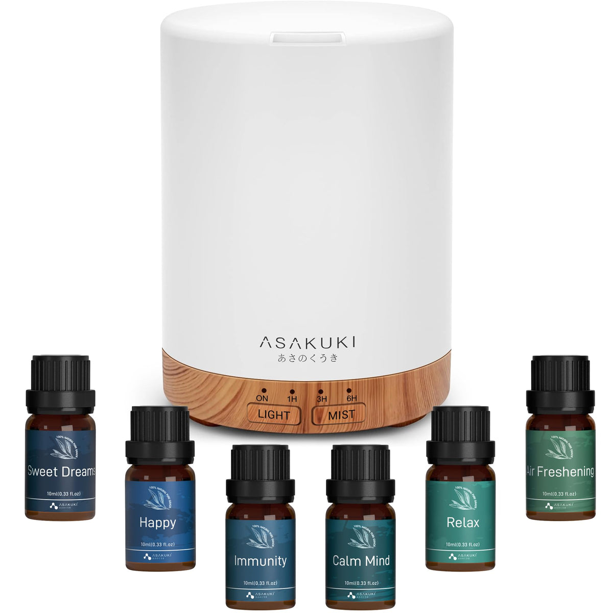 ASAKUKI diffuser in brown with 300ml tank for steady humidity