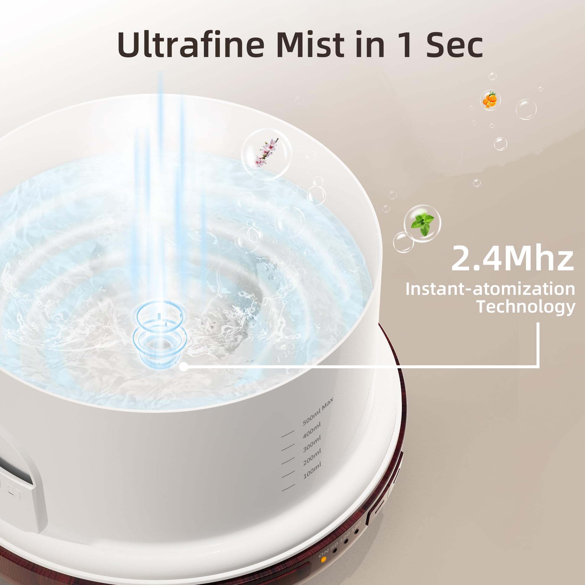 ASAKUKI diffuser with 7-color LED ambient light on