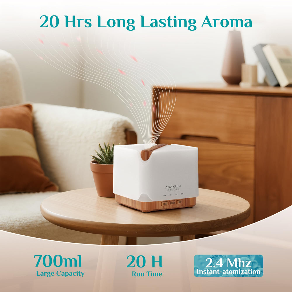 ASAKUKI ultrasonic diffuser operating quietly for focus or rest