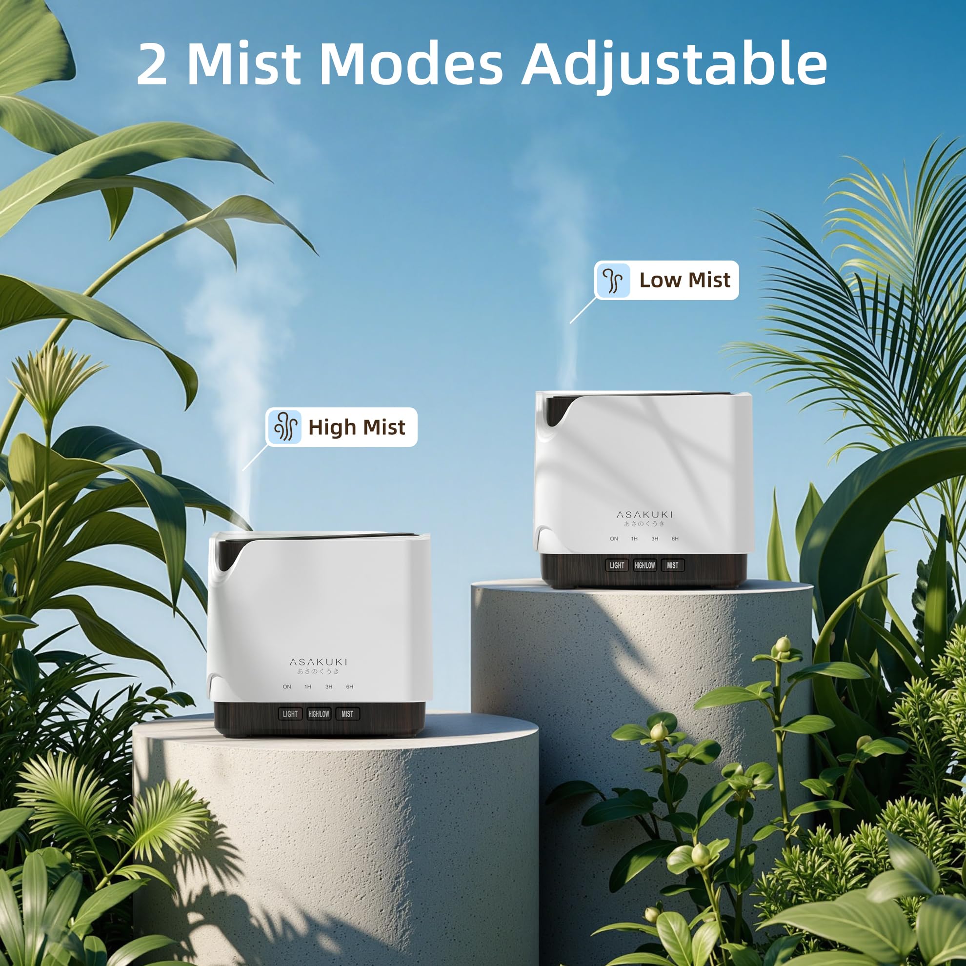 ASAKUKI essential oil diffuser adjustable mist for customized aromatherapy