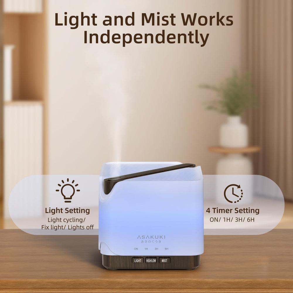 ASAKUKI essential oil diffuser night-light mode for restful evenings