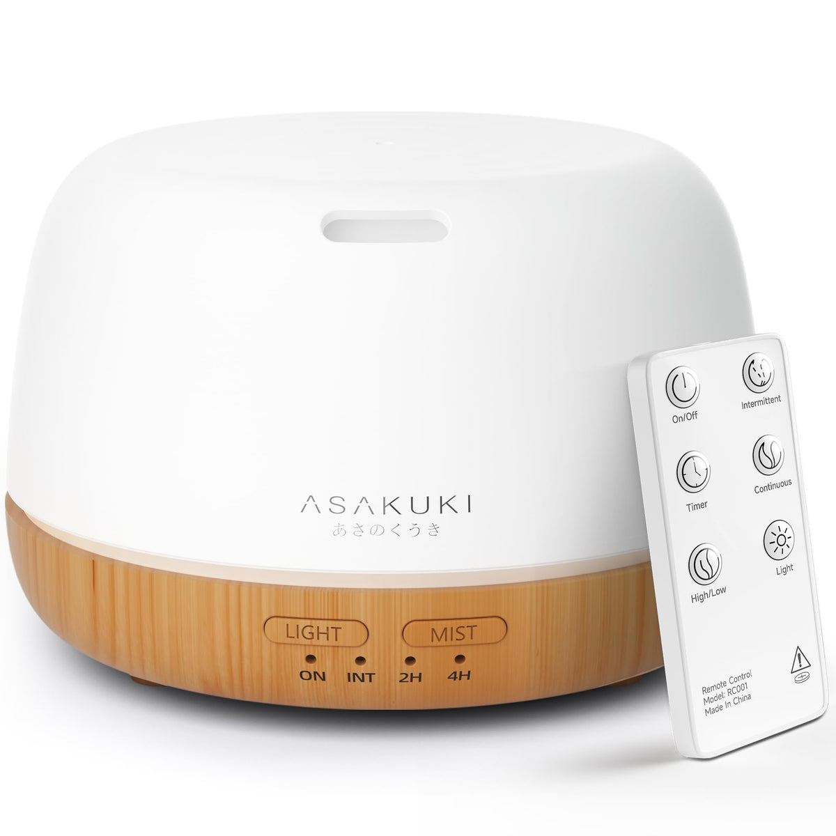 ASAKUKI essential oil diffuser with remote control for easy adjustments and ambiance.
