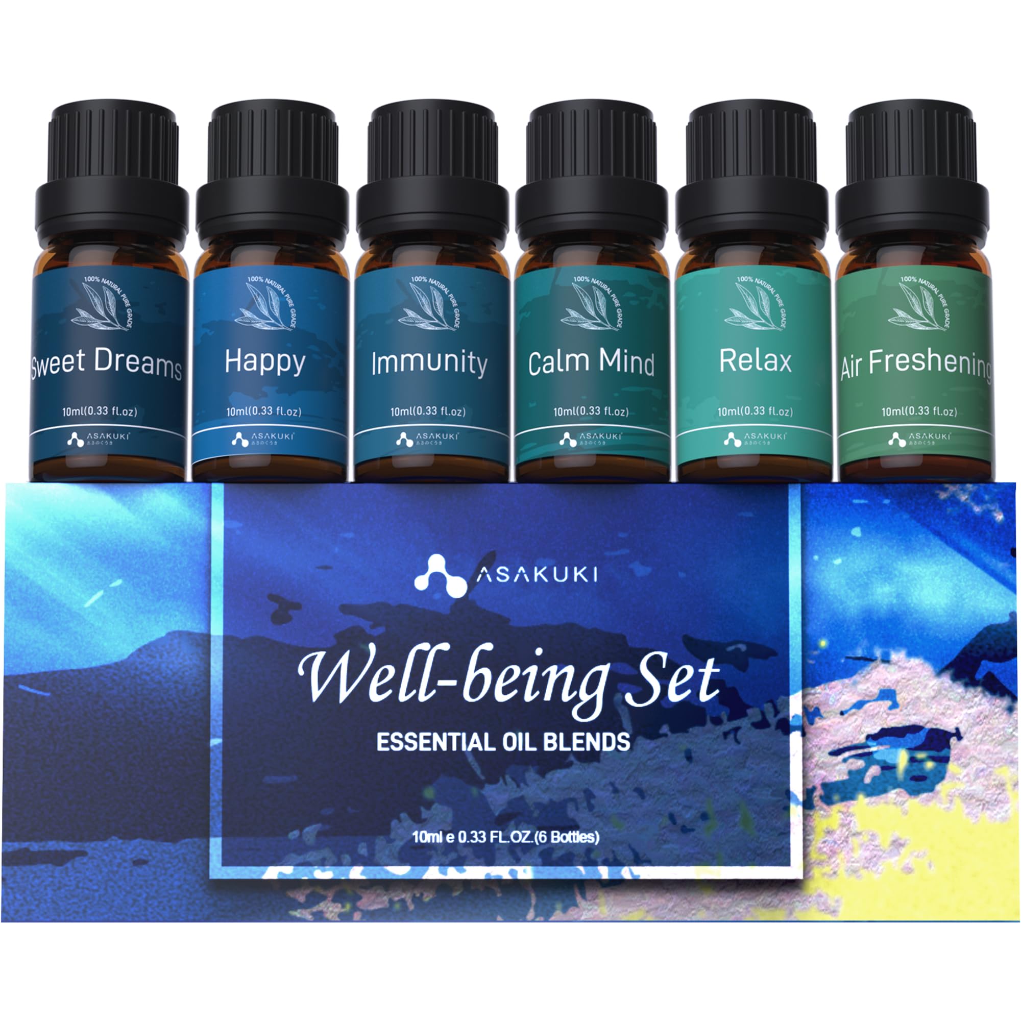 ASAKUKI Well-Being Kit box ready for gifting and home aromatherapy.