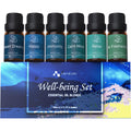 ASAKUKI Essential Oil Blends – Well-Being Diffuser Oils Kit (6x10ml): Calm Mind, Sweet Dreams, Happy, Relax, Air Freshening, Immunity