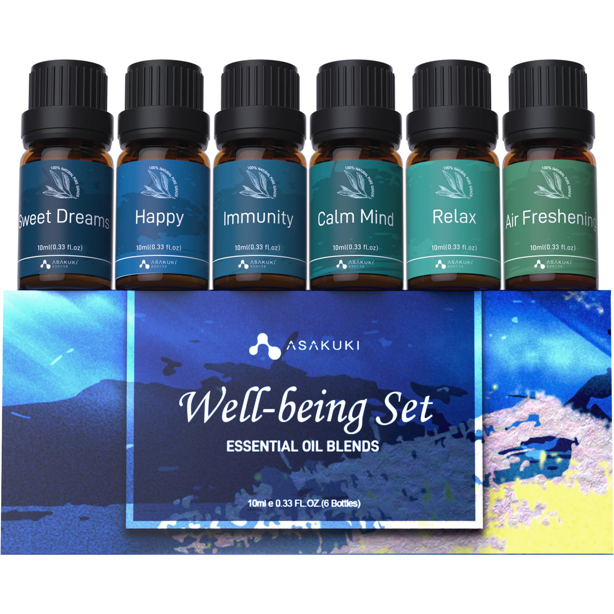 ASAKUKI Well-Being Kit box ready for gifting and home aromatherapy.