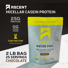 Ascent Casein bag packaging on counter for easy storage