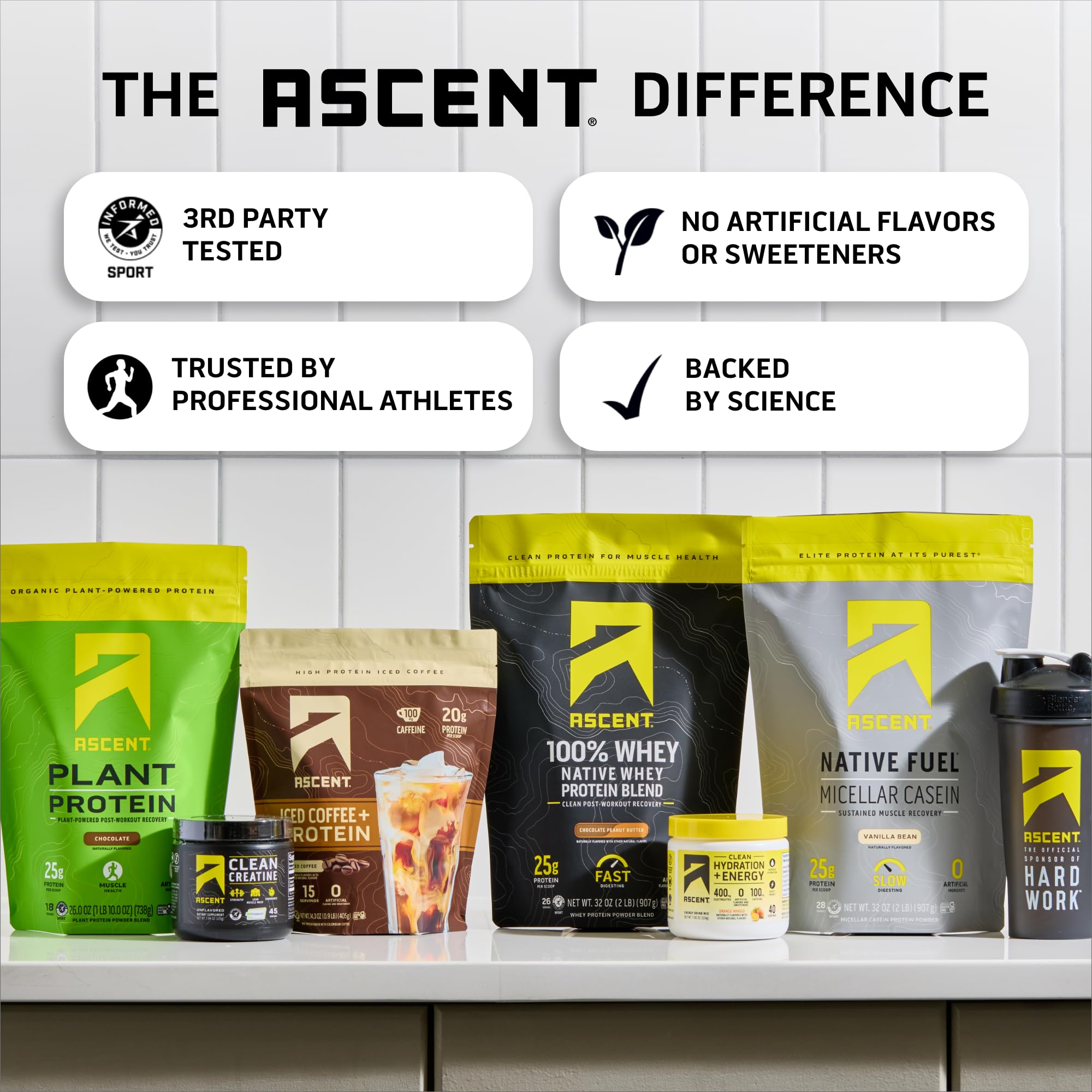 Shaker-ready Ascent powder for on-the-go hydration