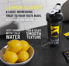 Ascent Lemon Sorbet whey gluten-free badge displayed on the label.
