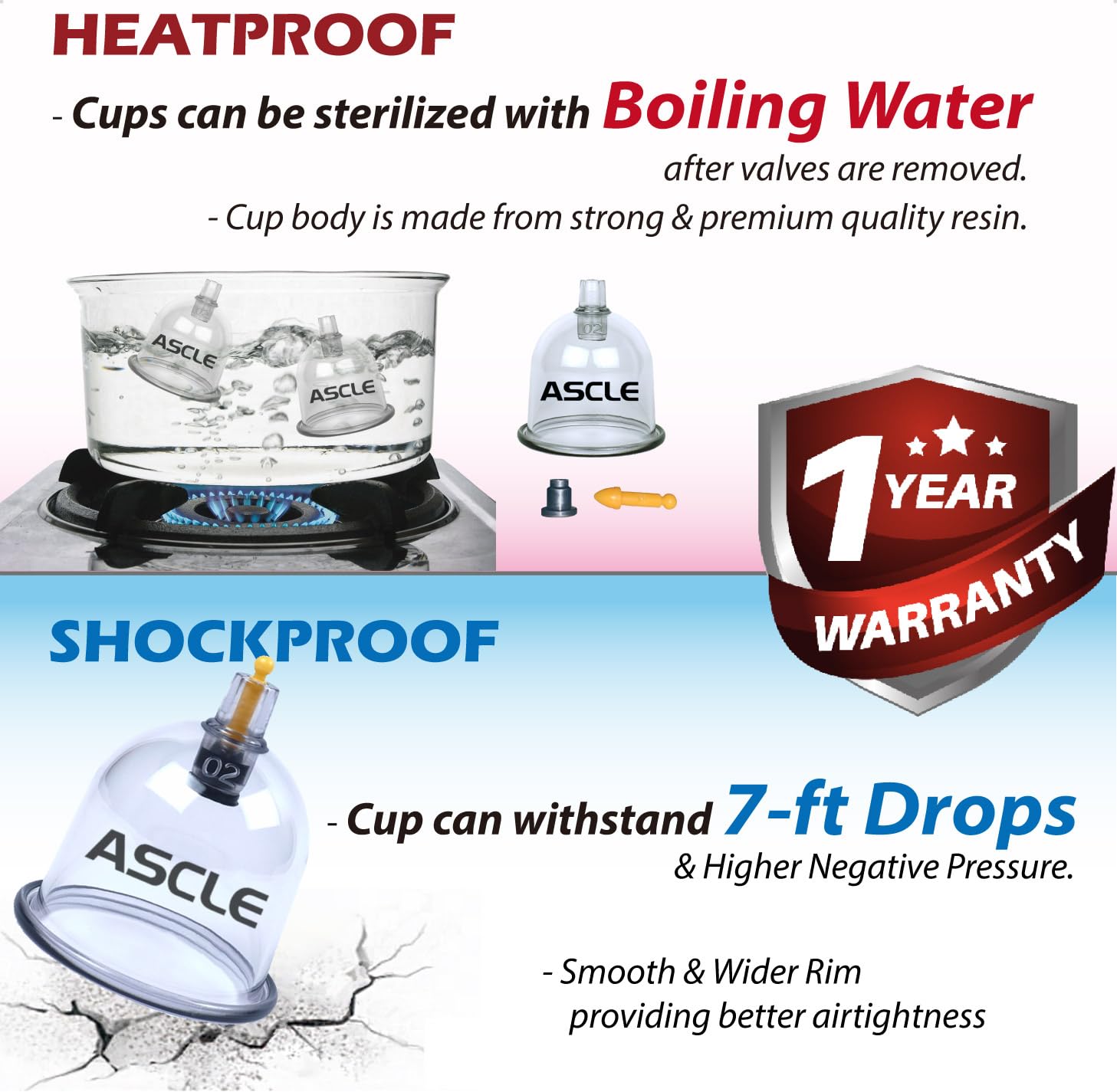 Ascle Super Cupping Set pump device enabling easy suction