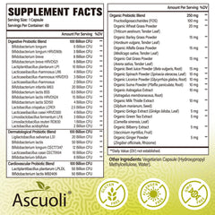 Ascuoli probiotics 24 strains bottle showcases diverse gut support for a resilient microbiome.
