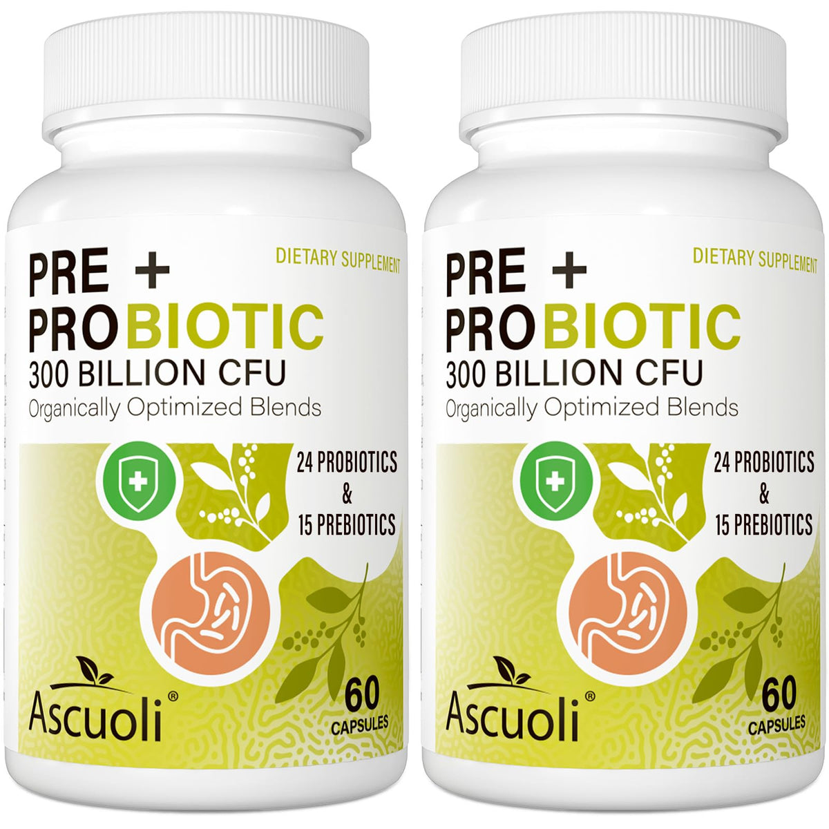 Ascuoli Probiotics 300B CFU bottle supports digestive balance and daily comfort.