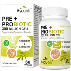 Ascuoli Probiotics bottle closed for convenient daily digestion support.