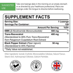 Close-up of lozenge label on Ascuoli bottle highlighting the 3-in-1 formula.