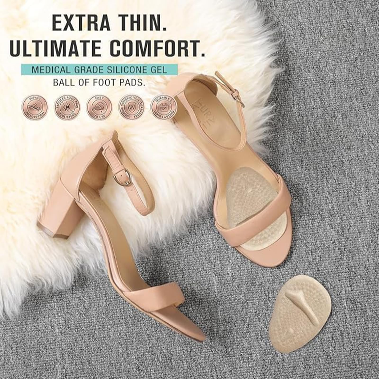 Ashoesert heel pad insert reduces slipping and friction for foot protection.