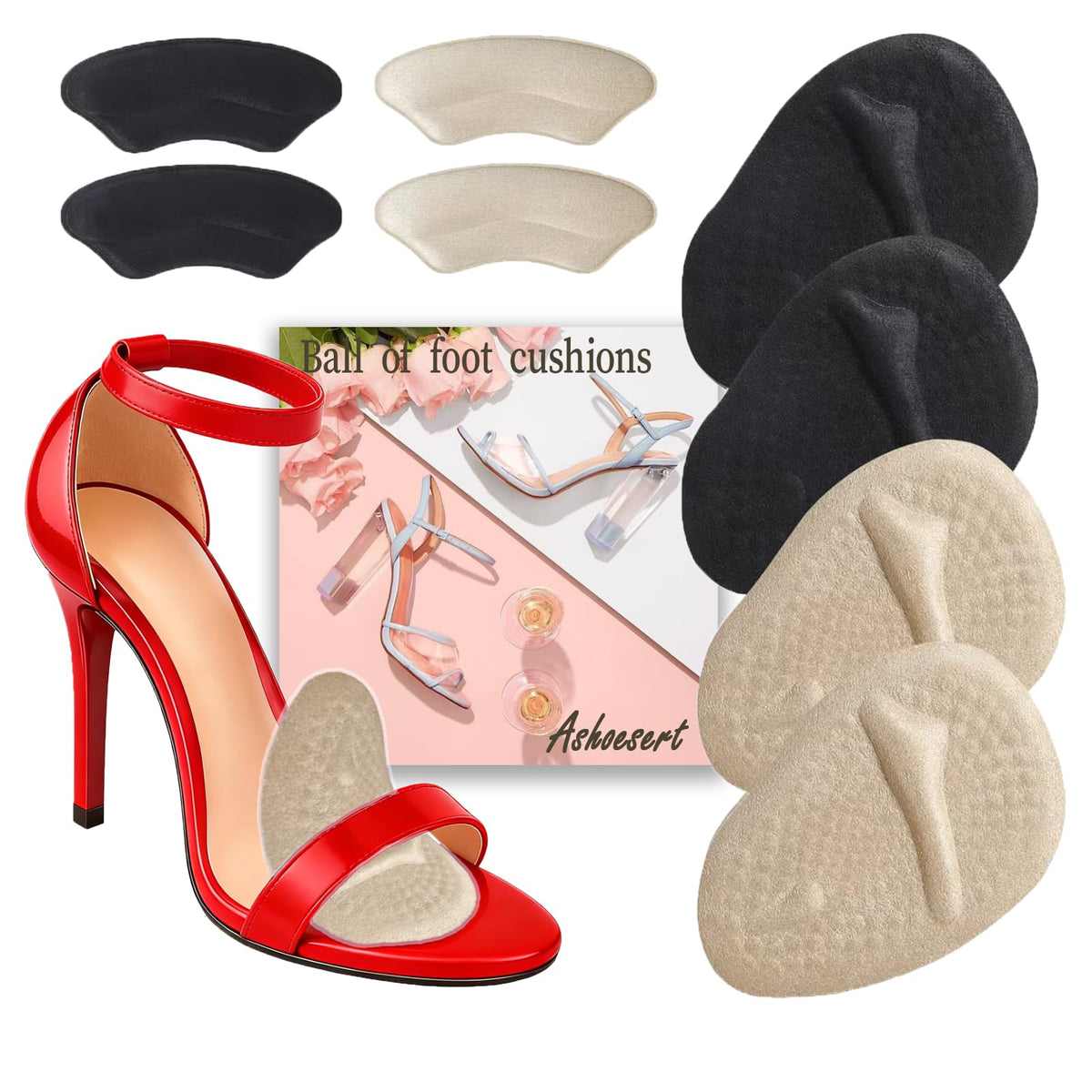 Ashoesert metatarsal pad eases pressure under the ball of the foot for comfort.