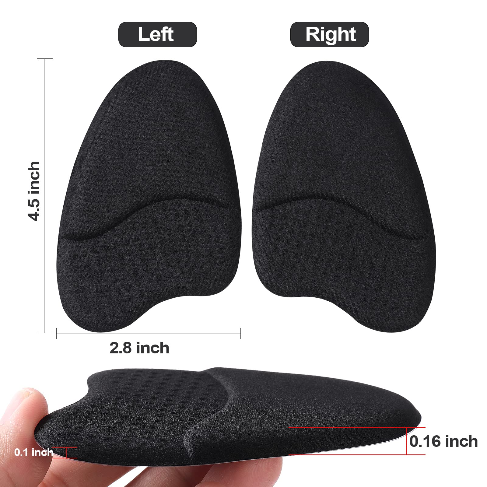 Ashoesert metatarsal pads inside a shoe under the forefoot area.