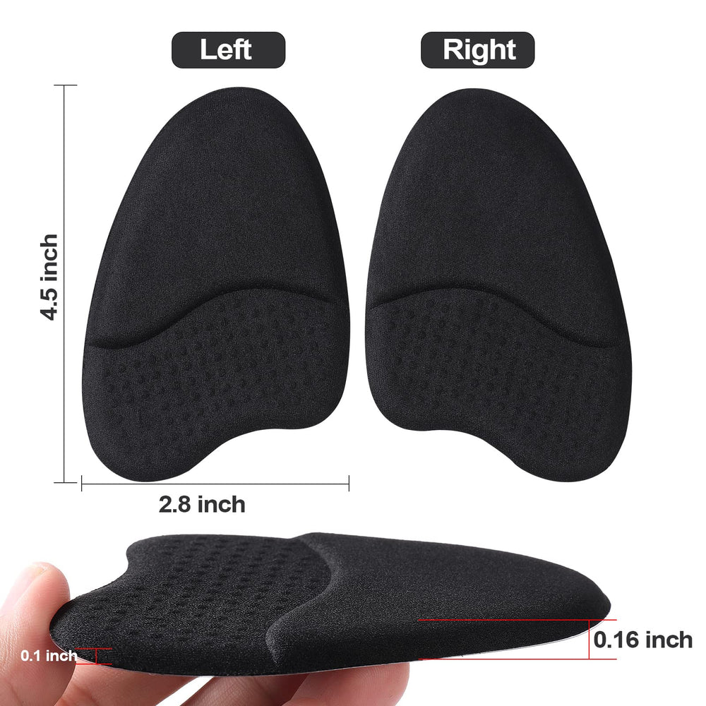 Ashoesert metatarsal pads inside a shoe under the forefoot area.