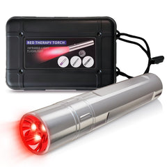 A SMALLGOAL infrared therapy wand, silvery front view, for targeted muscle relief.