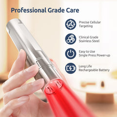 A SMALLGOAL red light therapy device, side view, supports joint comfort and skin care.