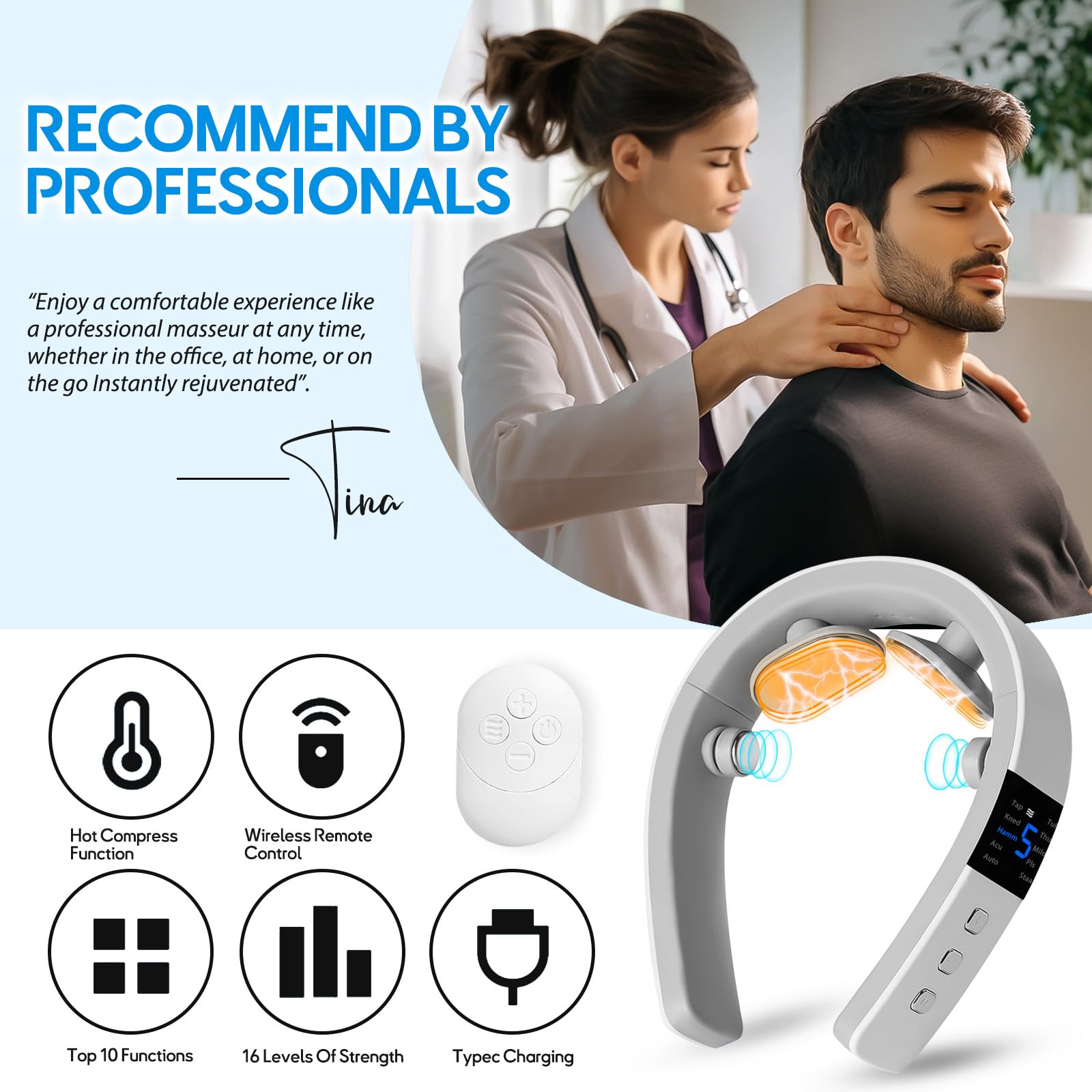 asomooh neck massager auto-stop safety feature